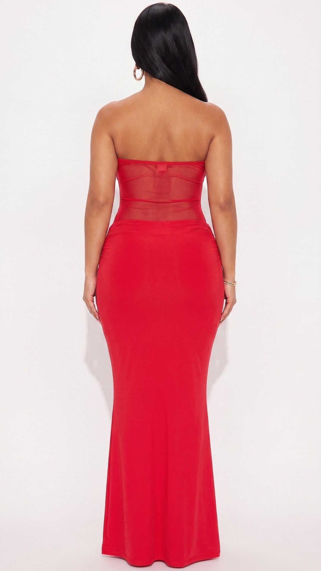 Strapless Mesh Maxi Dress