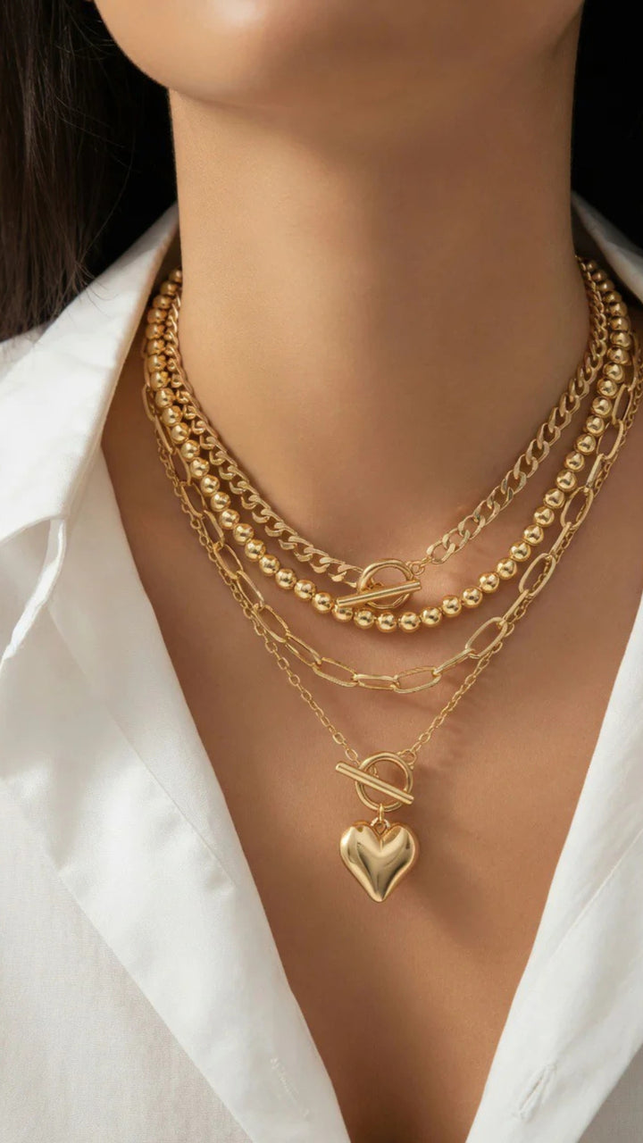 Heart Pendant 4/Set Necklace