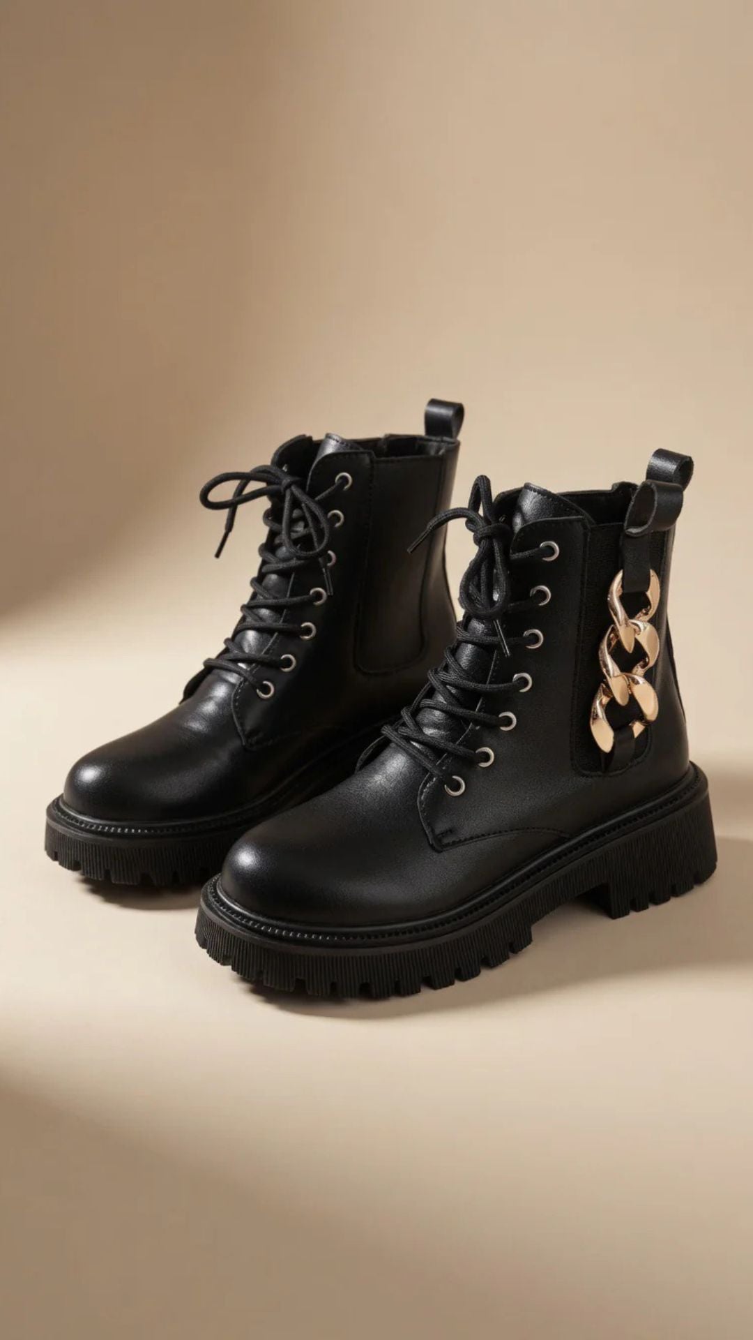 PU Leather Chain Detail Boots