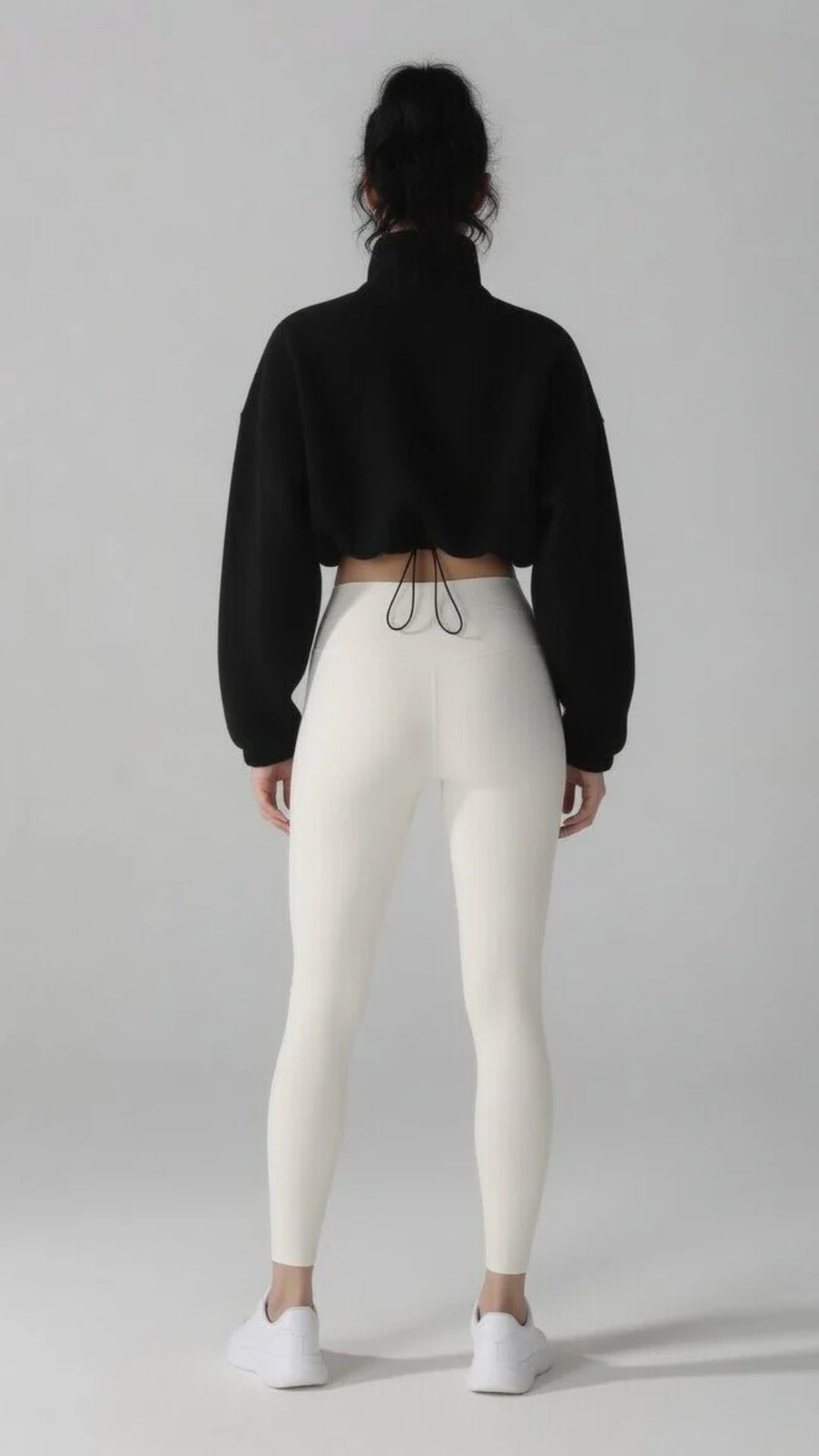 Cropped High-Neck Zip-Detail Sweatshirt