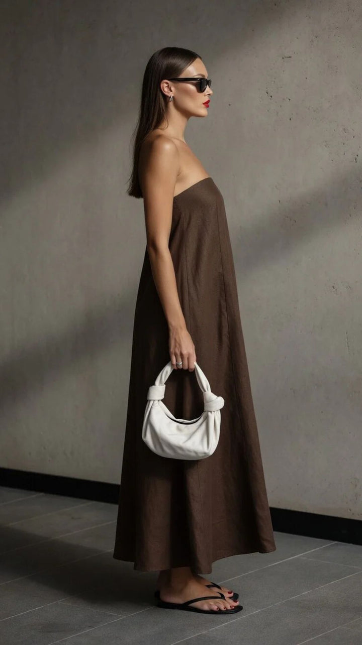 Strapless Linen Maxi Dress