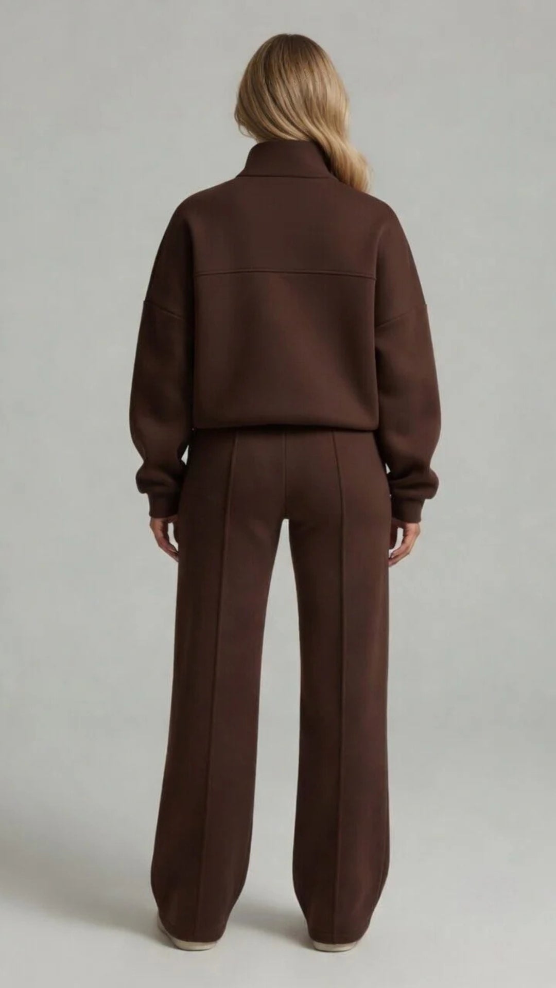 Zip-Up Sweatshirt &amp; Wide-Leg Trouser Set