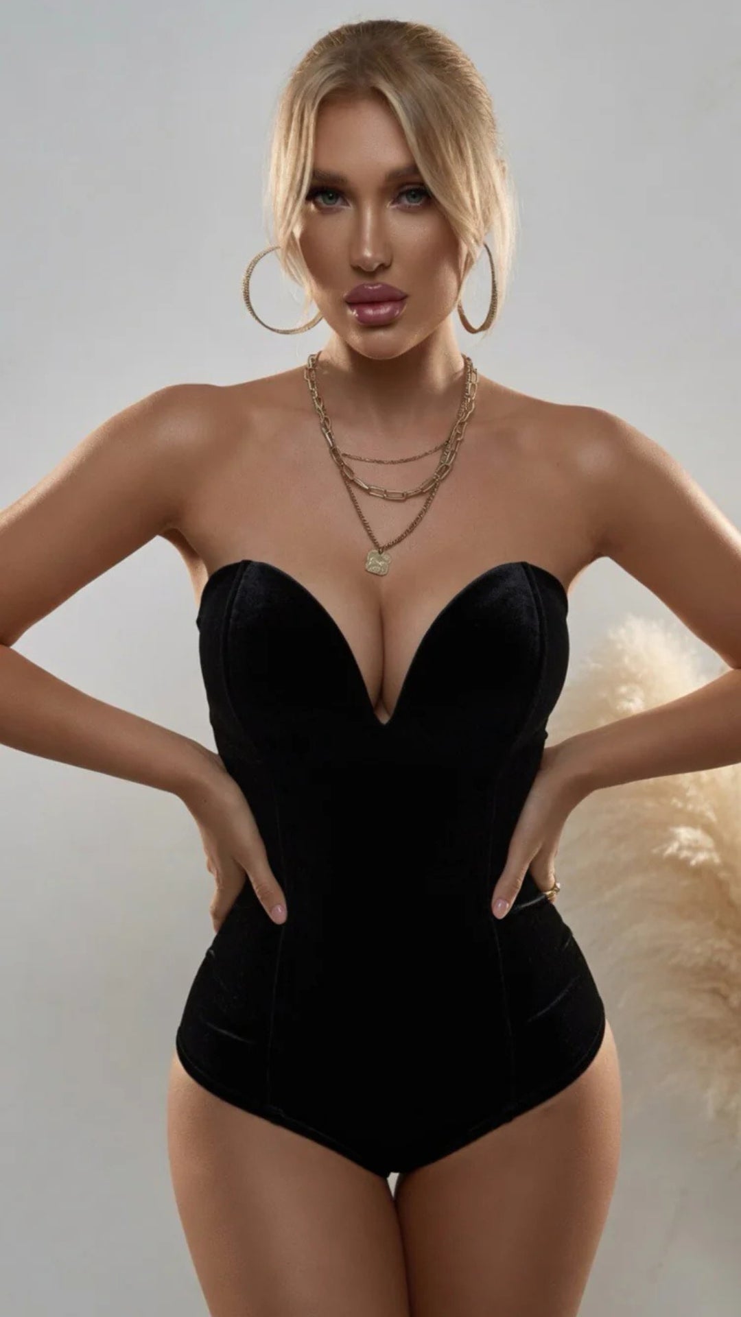 Velvet Strapless Bodysuit