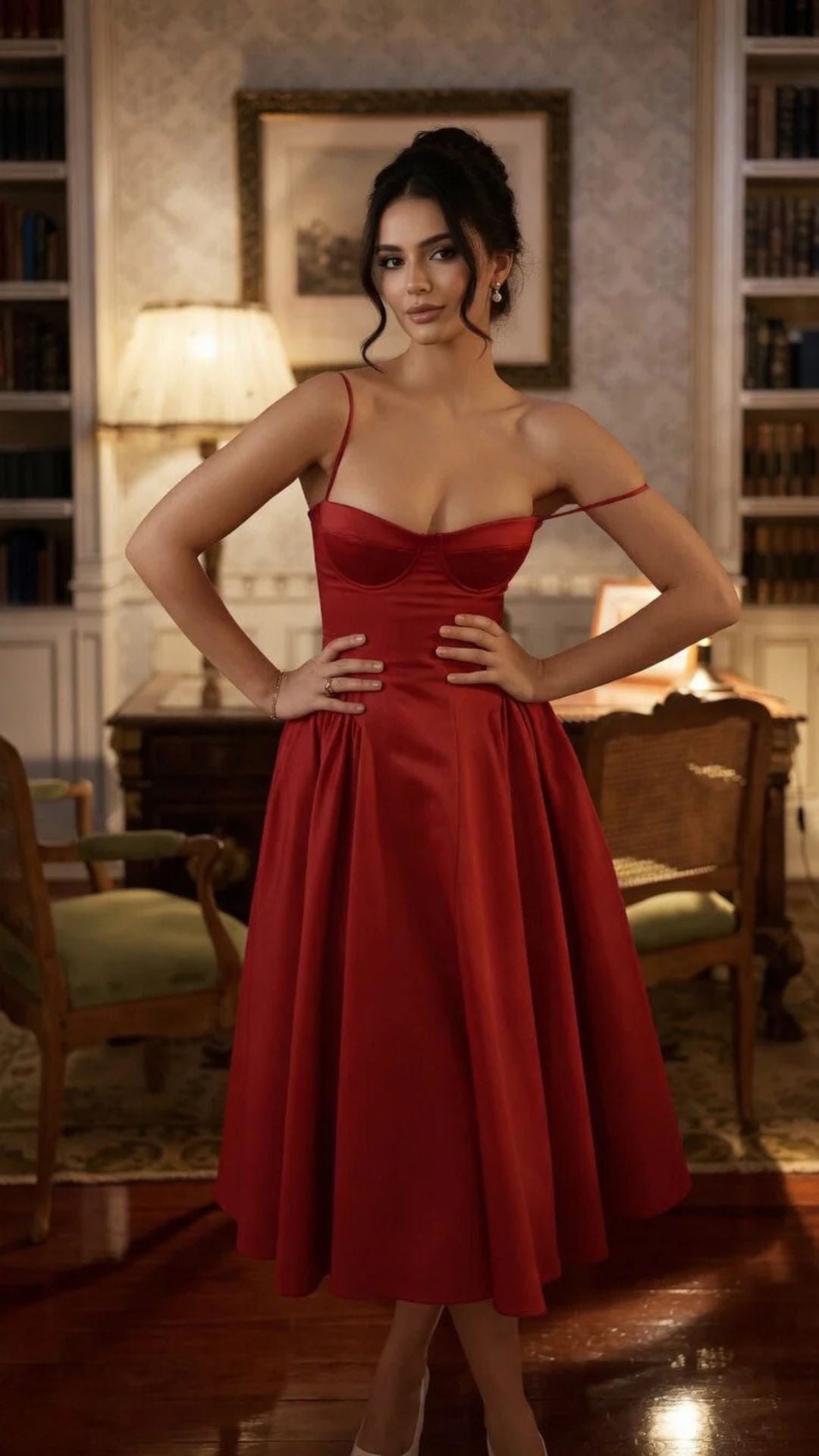 Corset Spaghetti Strap Midi Dress