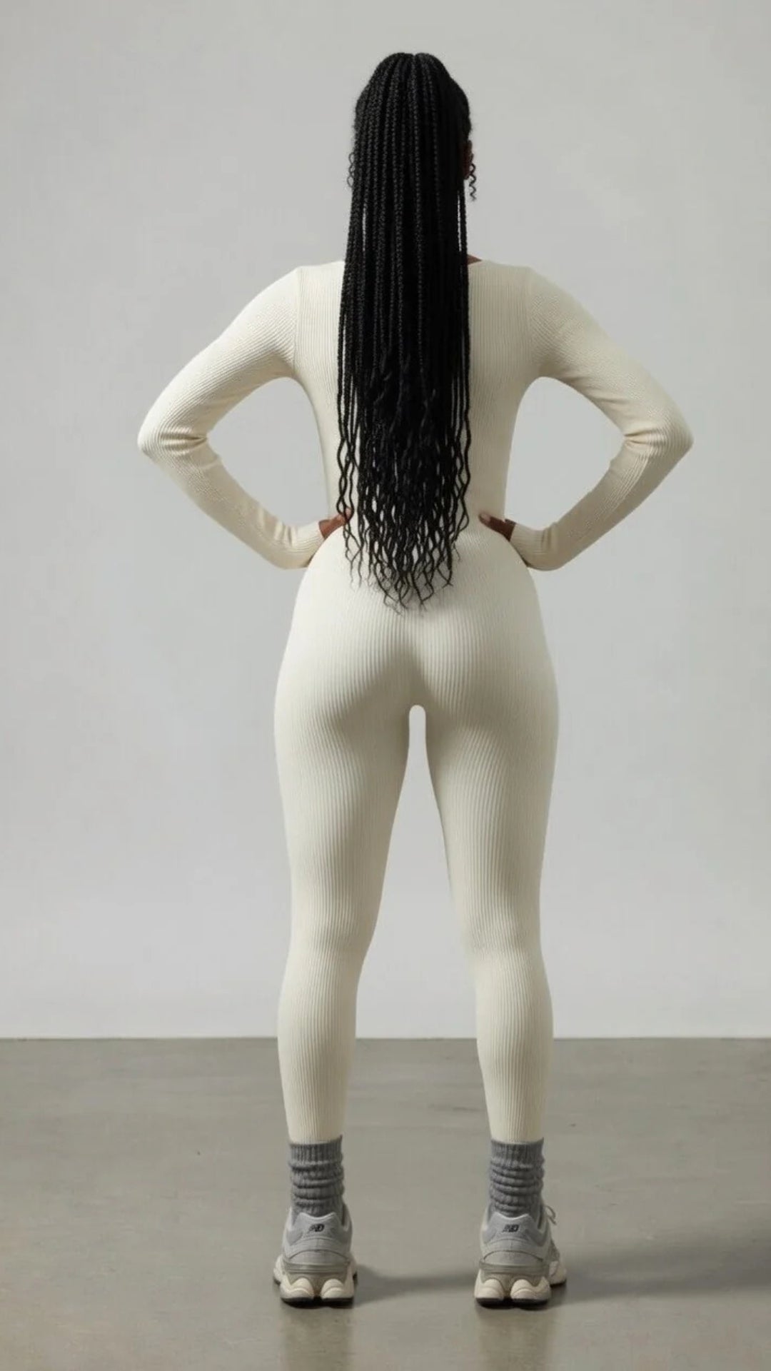 Ribbed Long Sleeve Scoop Neck Jumpsuit
