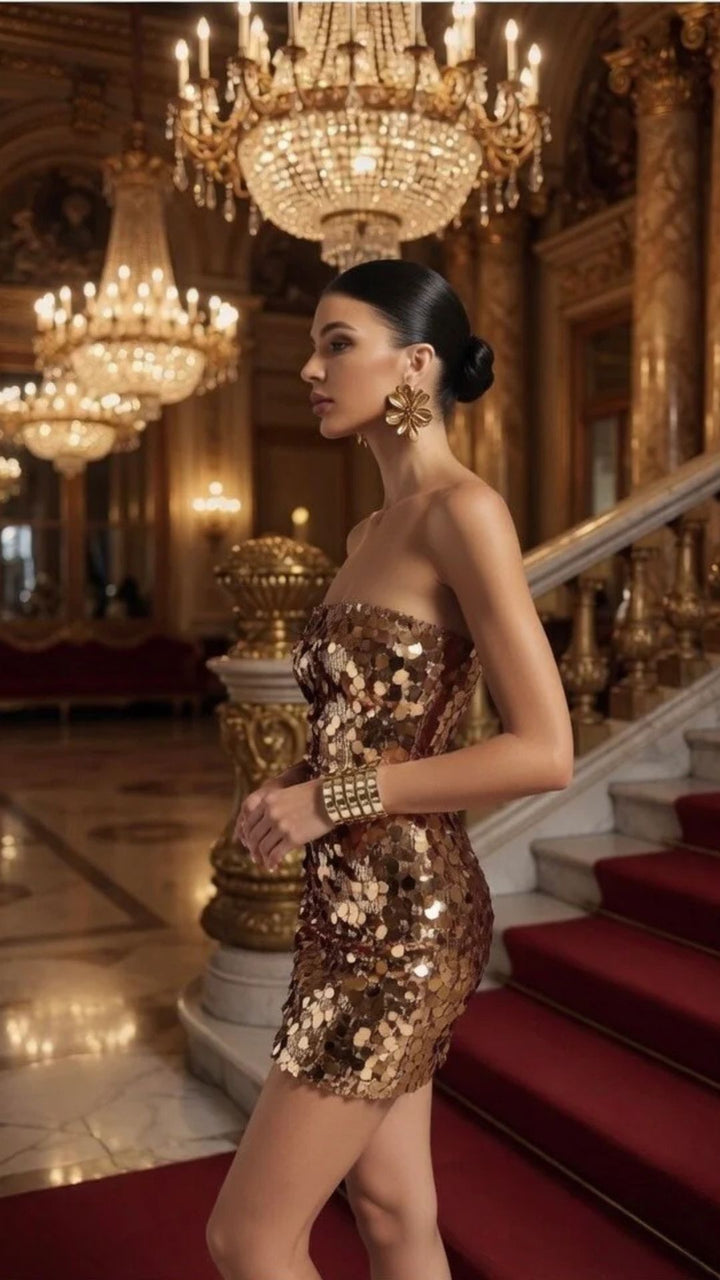 Sequin Strapless Mini Dress