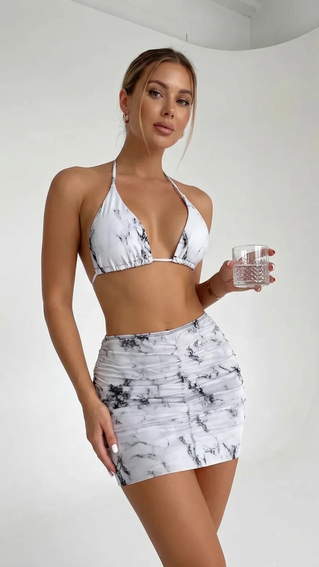 Marble Print Bikini Set