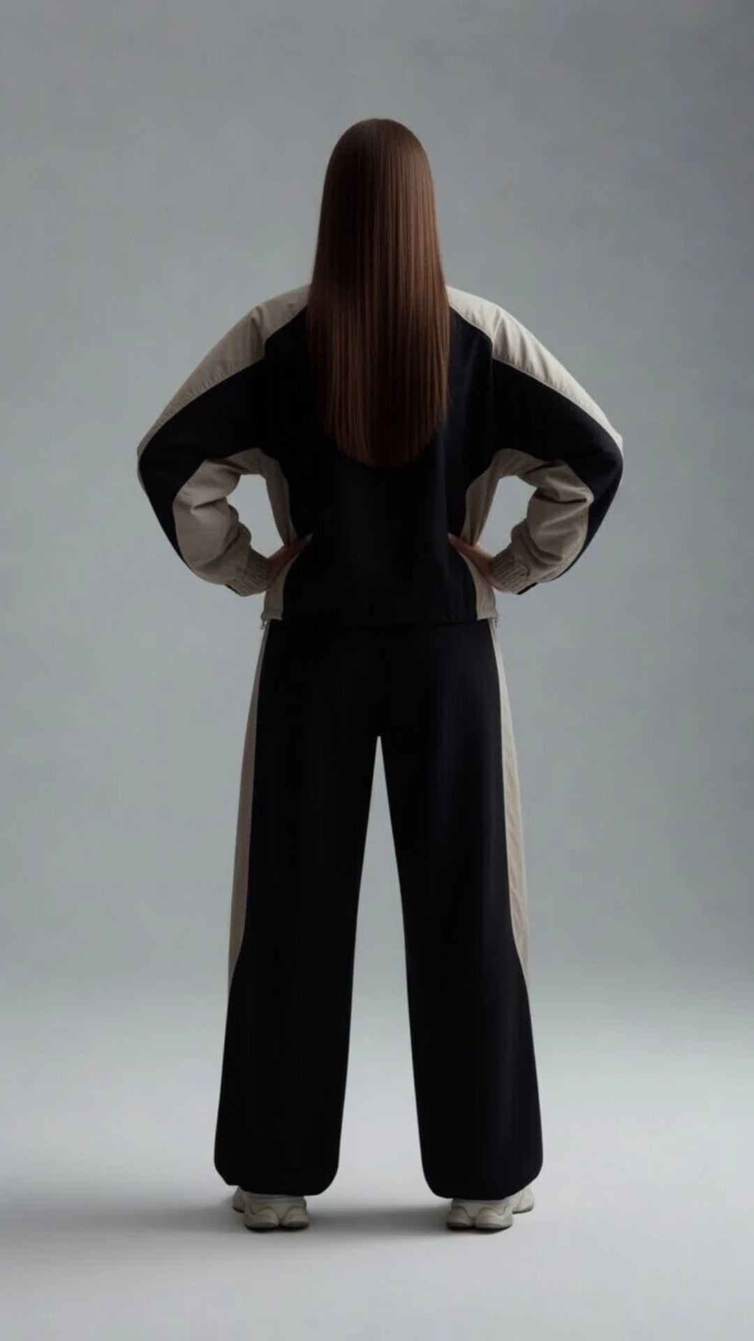 Two-Tone Colour Zip-Up Jacket &amp; Wide Leg Parachute Trouser Set
