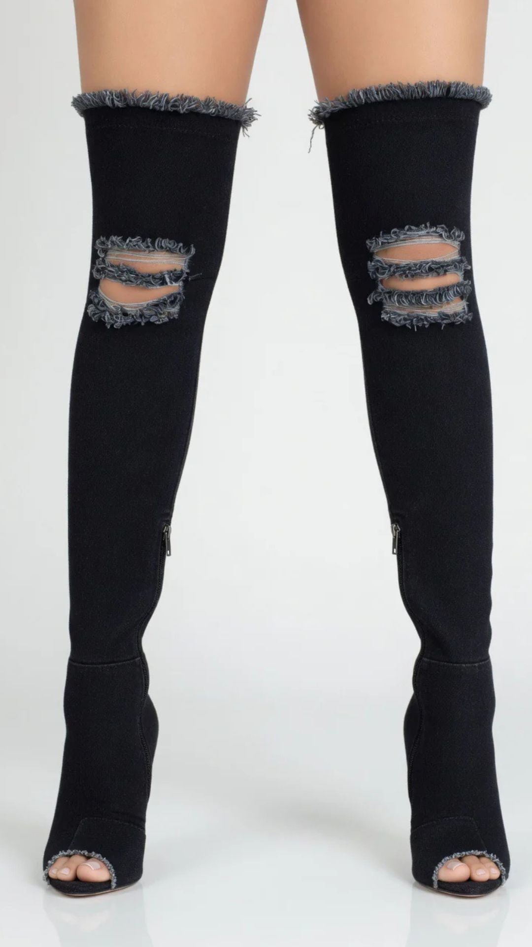 Denim Long Boots