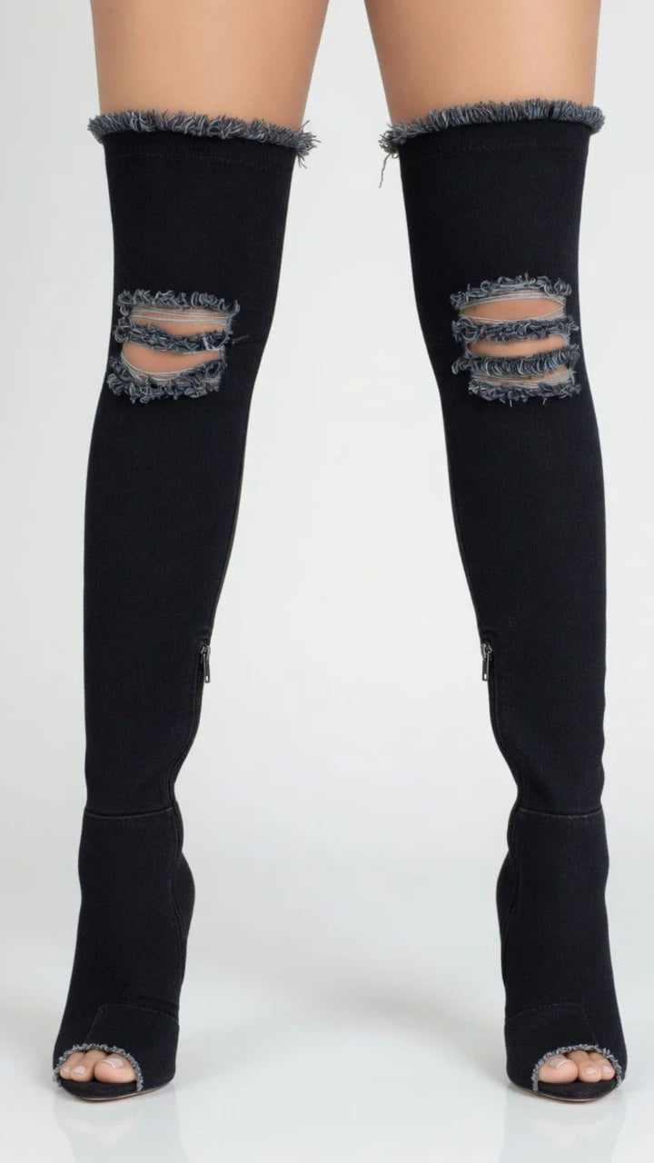 Denim Long Boots
