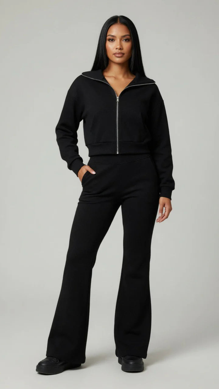 Zip Detail Top and Trouser Set