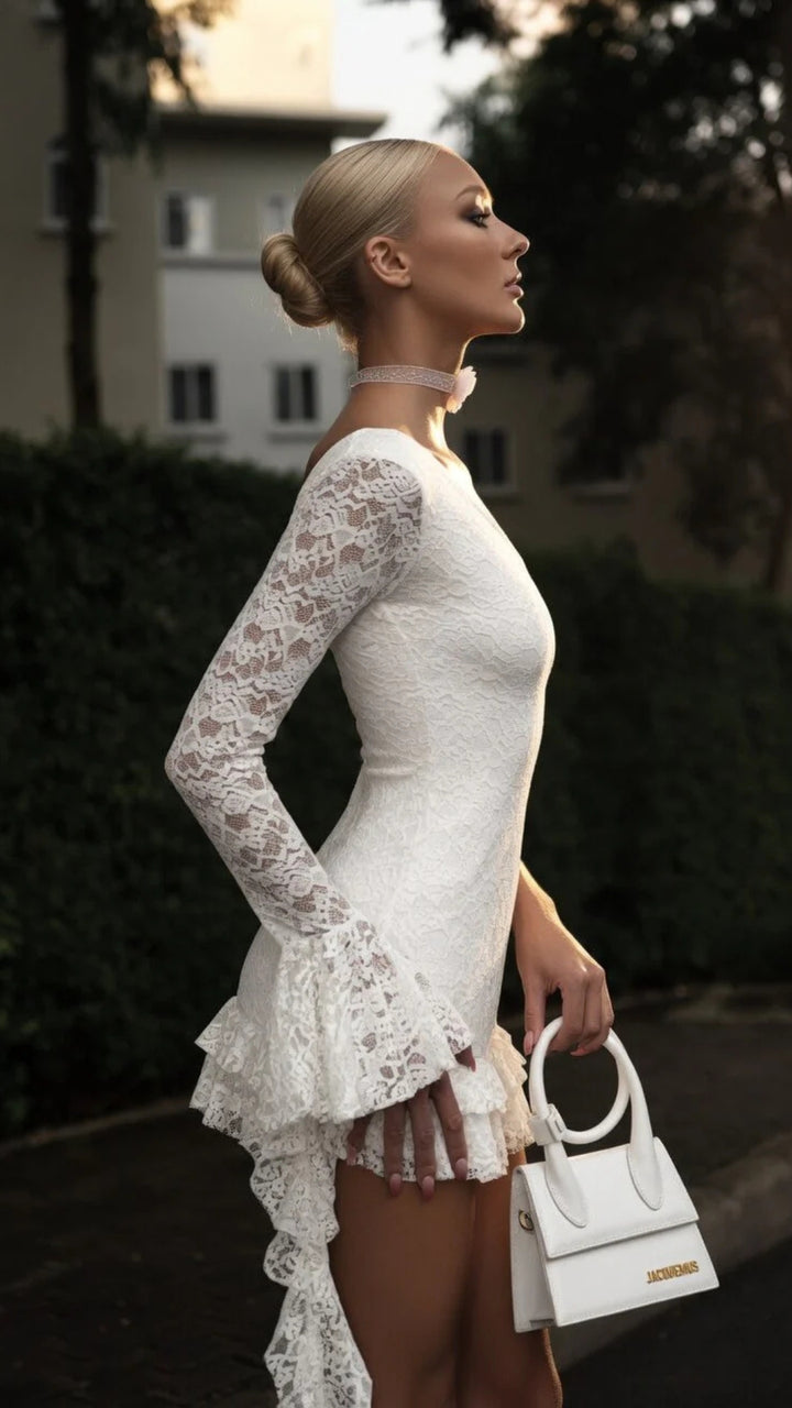 Single Shoulder Ruffle Mini Dress