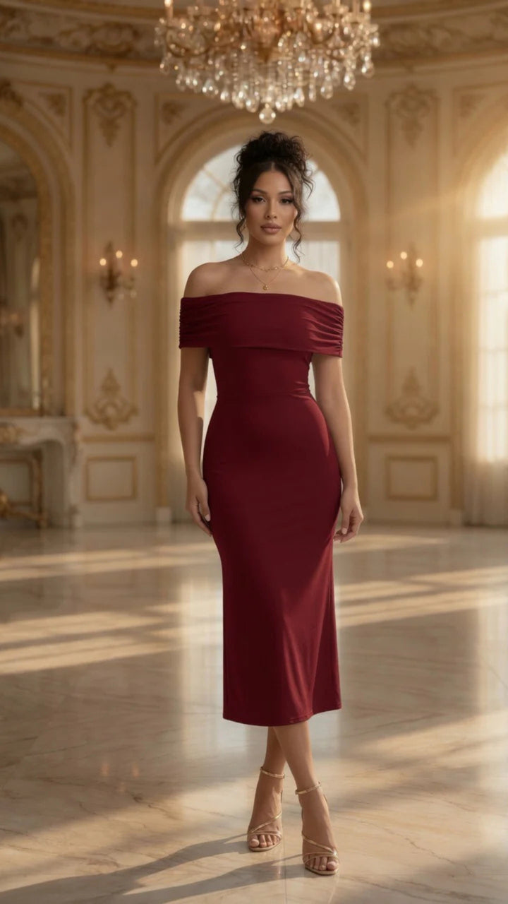 Off The Shoulder Midi Dress