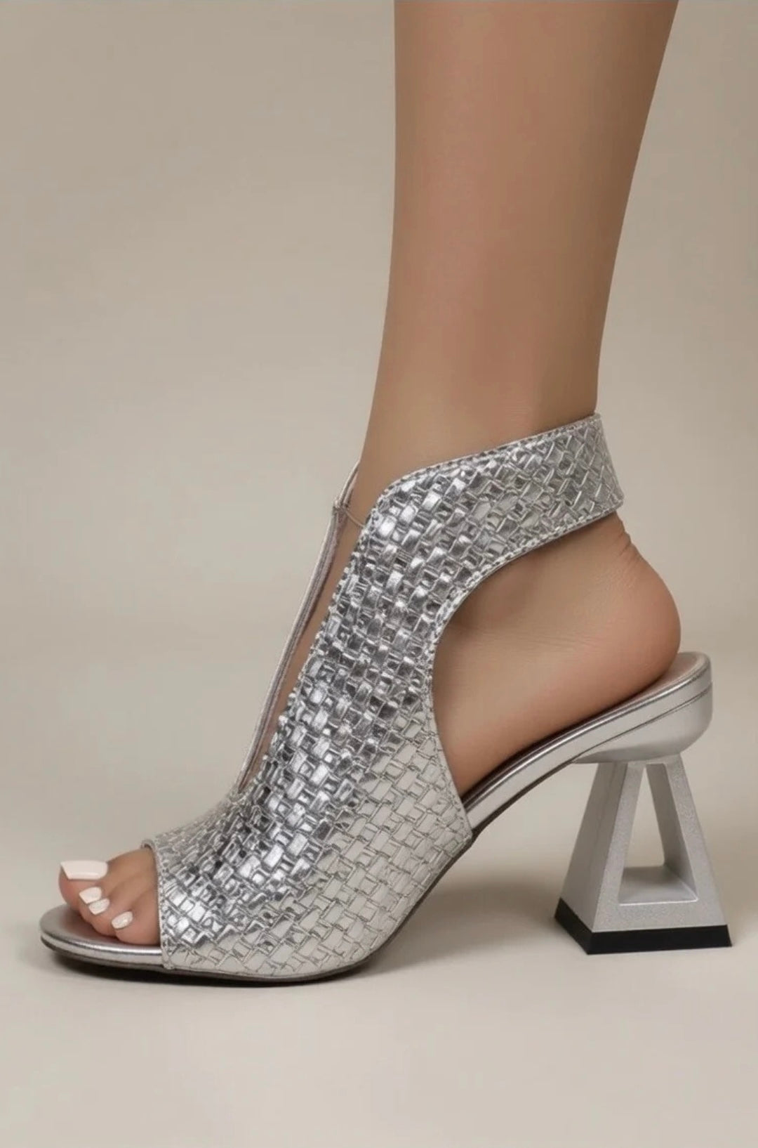 PU Leather Open-Toe Stiletto High Heels