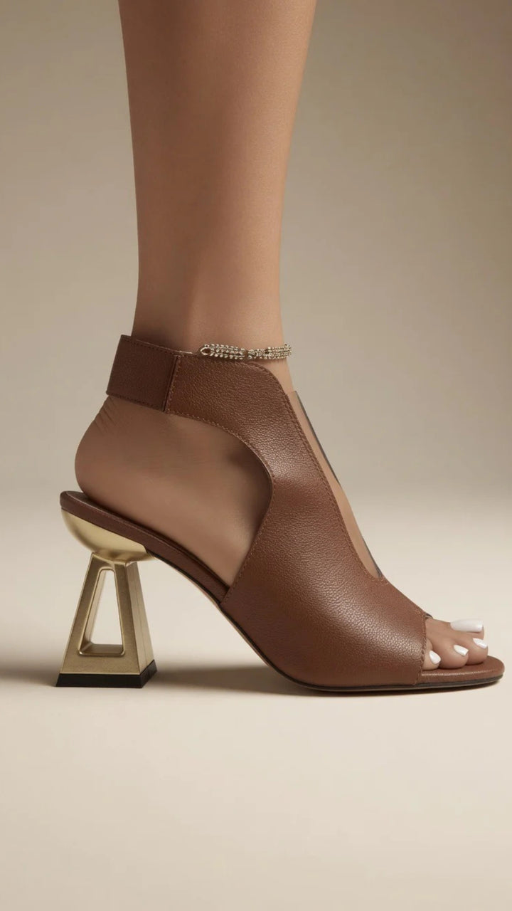 PU Leather Open-Toe Stiletto High Heels
