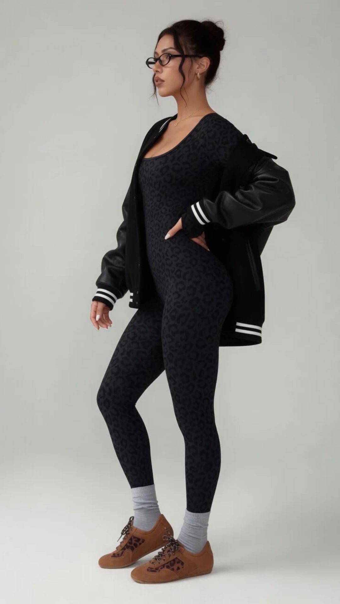Basic Leopard Print Jumpsuit