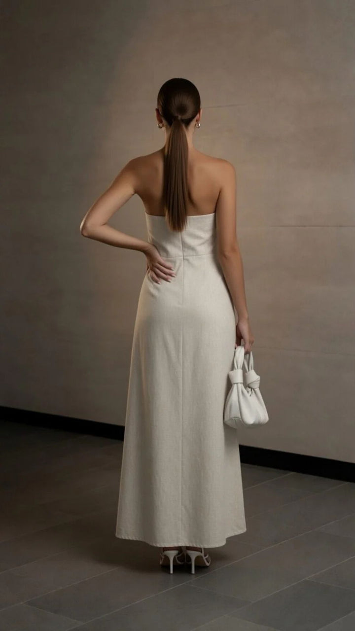 Strapless Linen Maxi Dress