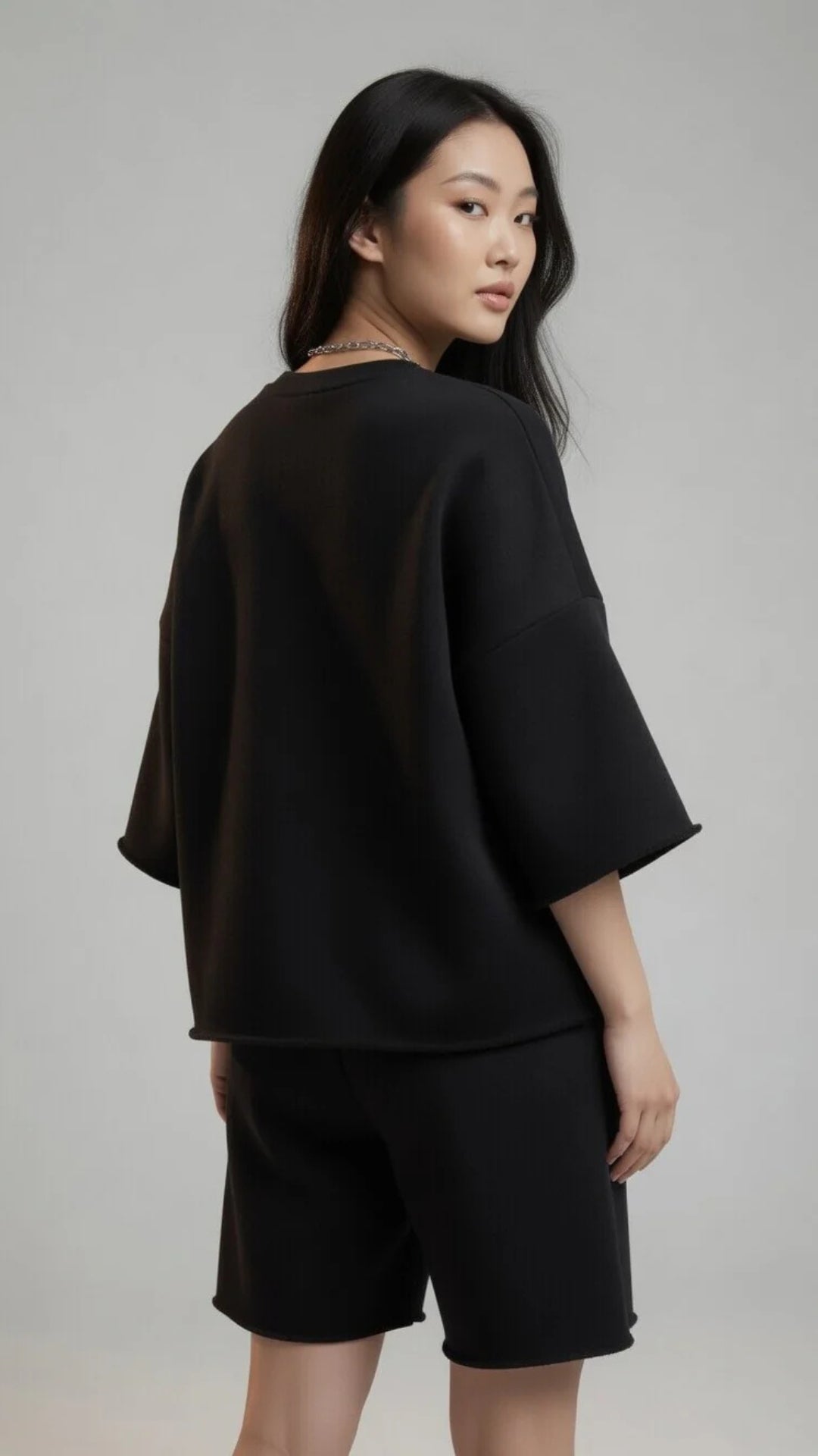 Oversized Crop Sweatshirt &amp; Shorts Set