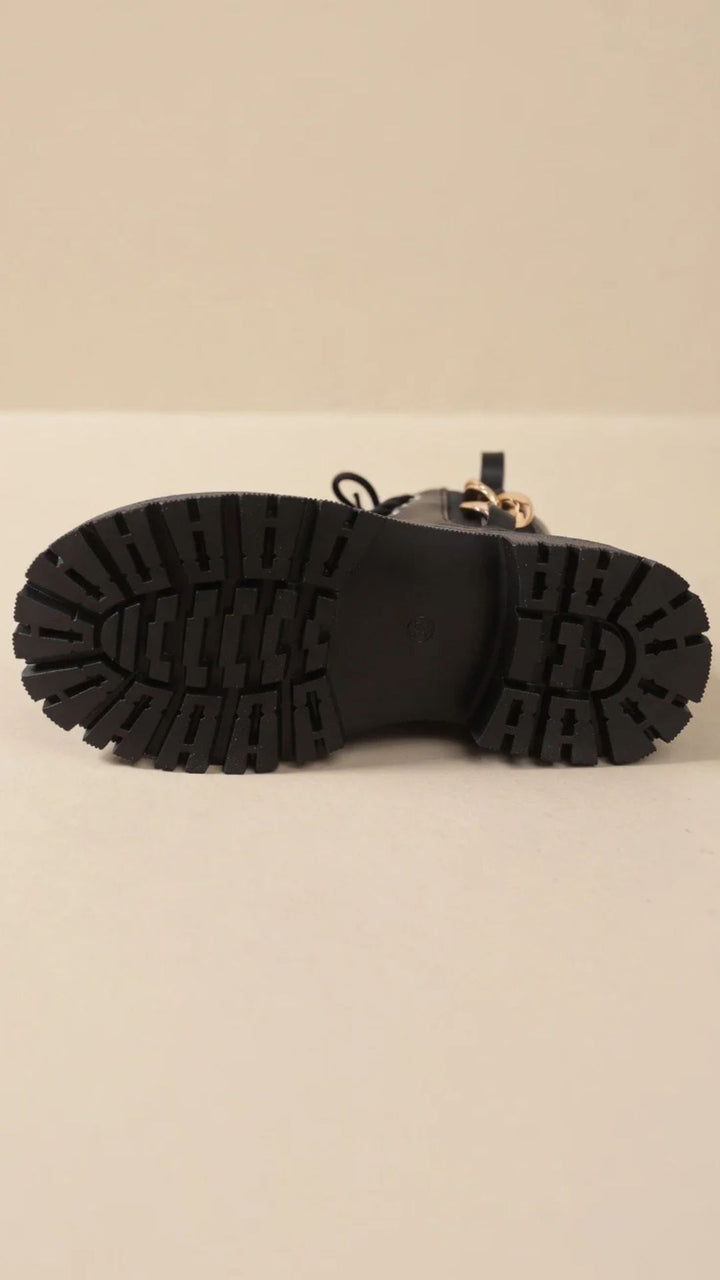 PU Leather Chain Detail Boots
