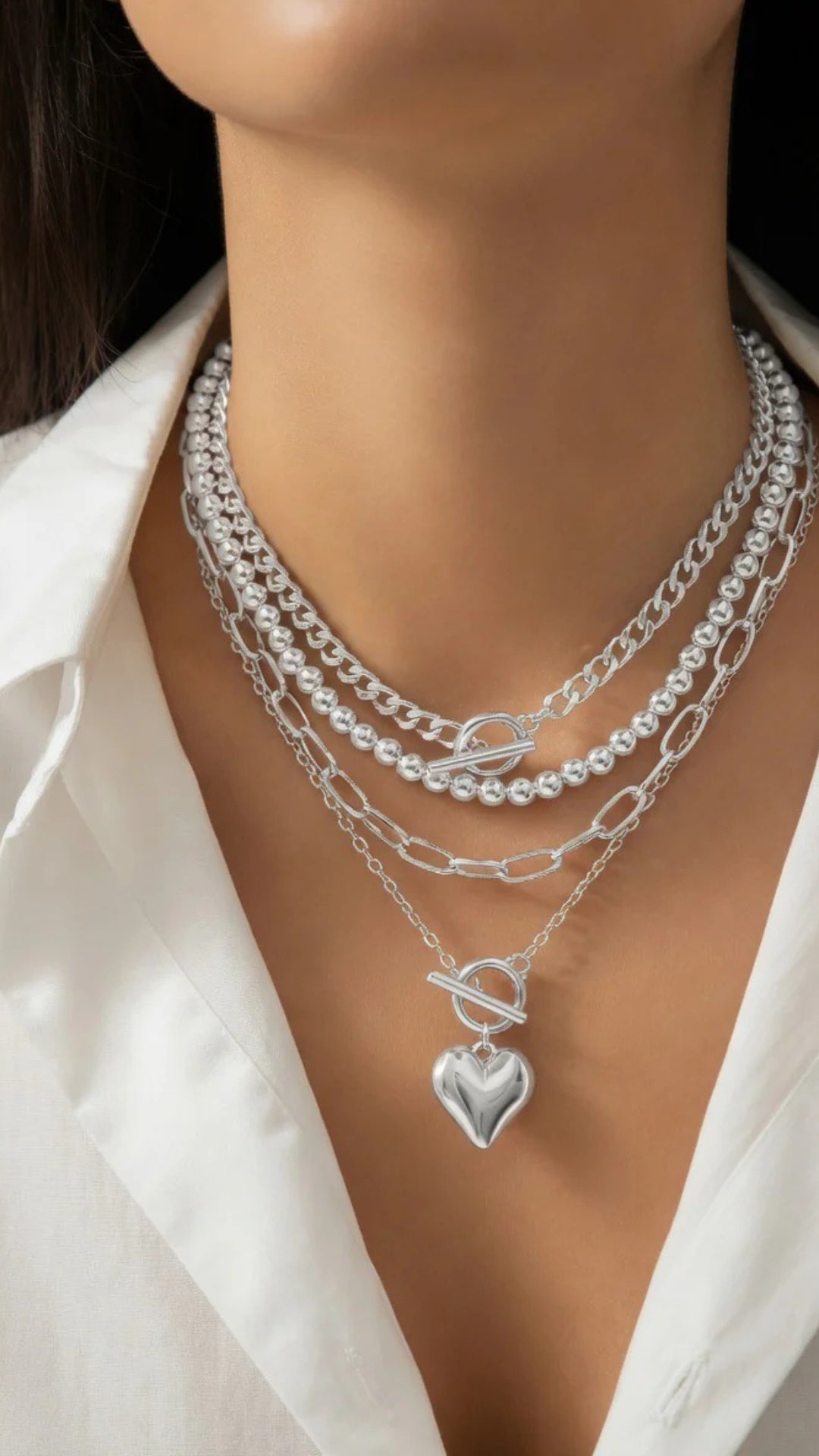 Heart Pendant 4/Set Necklace