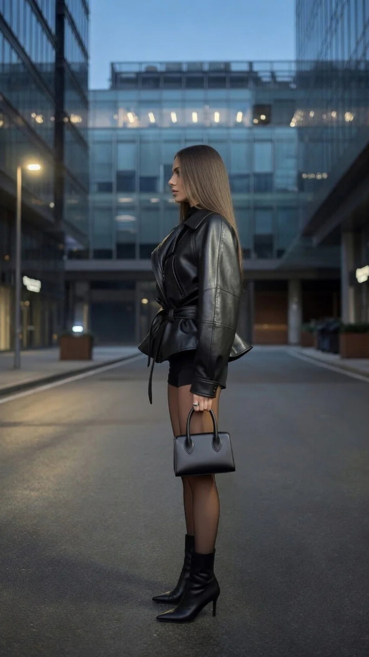 Faux Leather Trench-Coat Jacket
