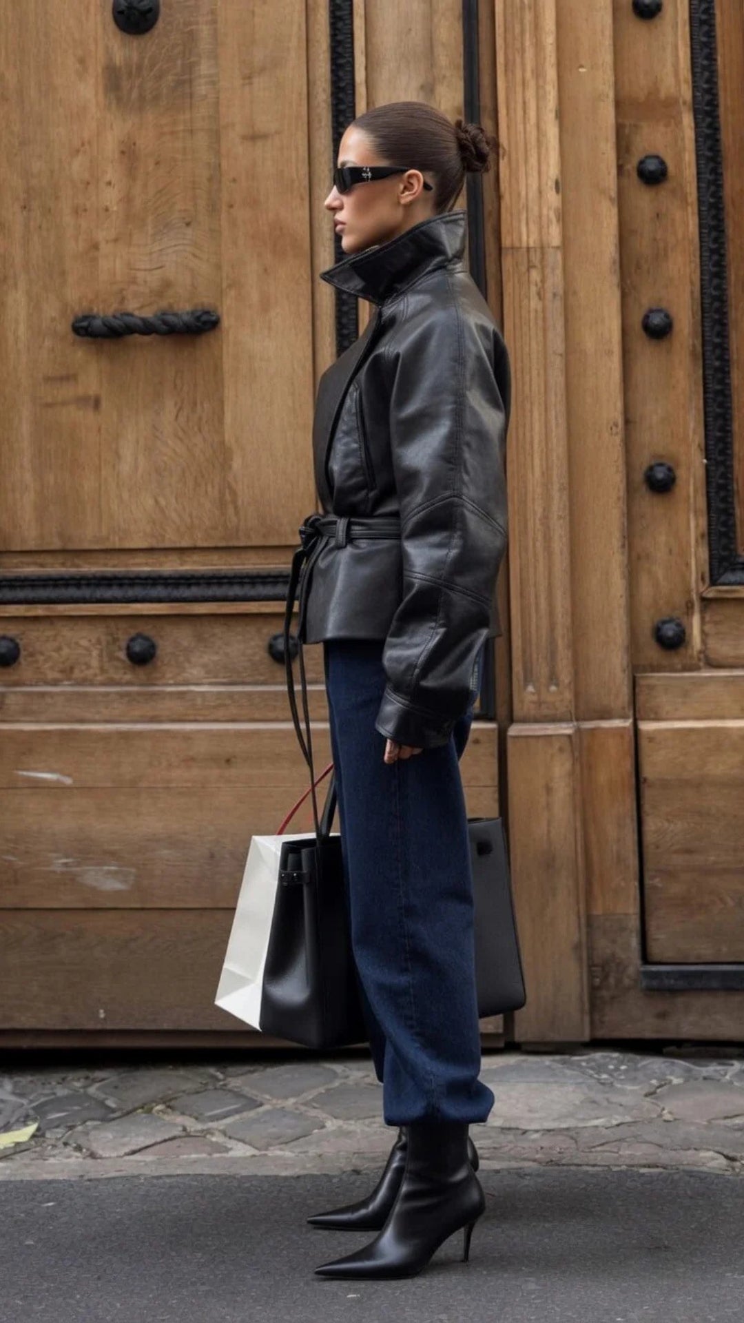 Faux Leather Trench-Coat Jacket