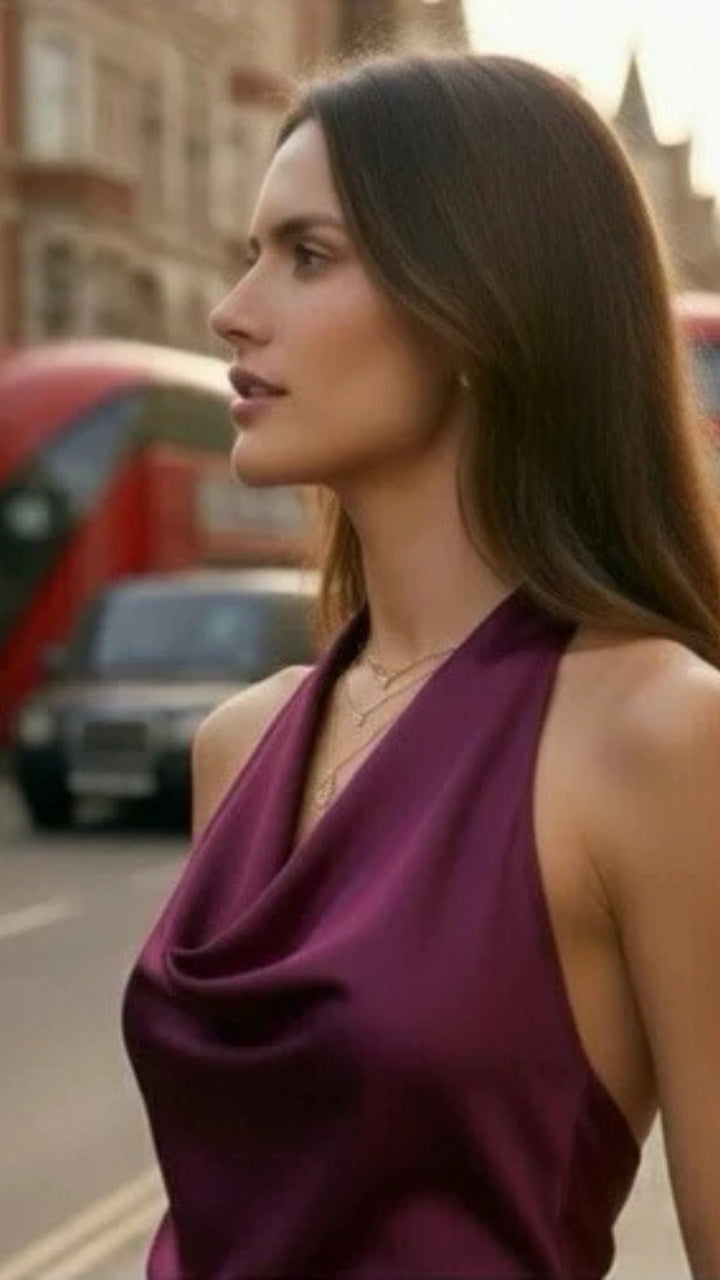 Satin Cowl Neck Top