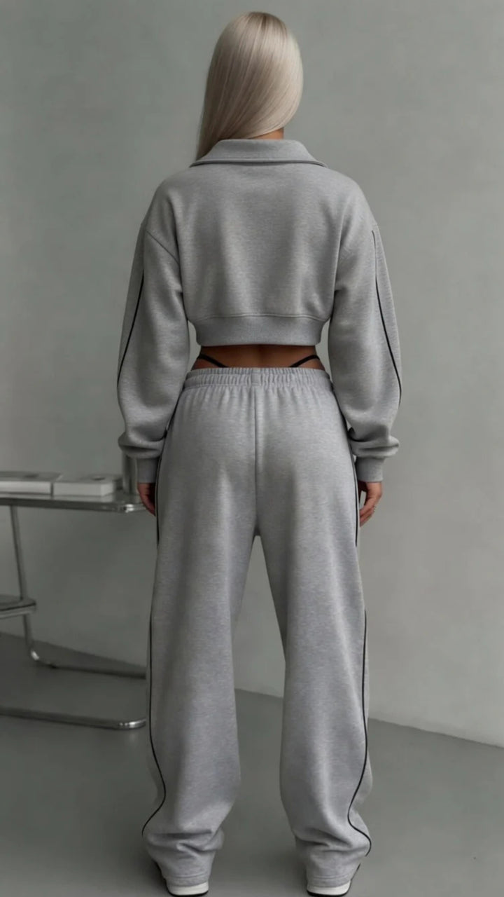 Zip-Up Jacket &amp; Wide-Leg Trouser Set