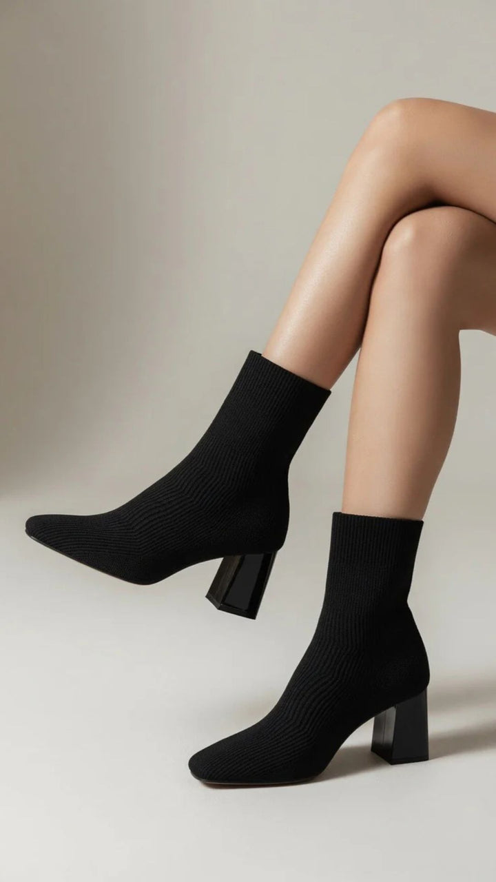 Ribbed-Knit Sock Boots