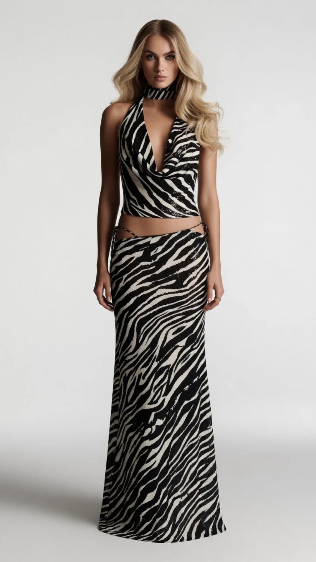 Zebra Top and Maxi Skirt Set