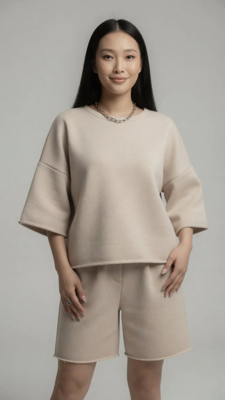 Oversized Crop Sweatshirt &amp; Shorts Set