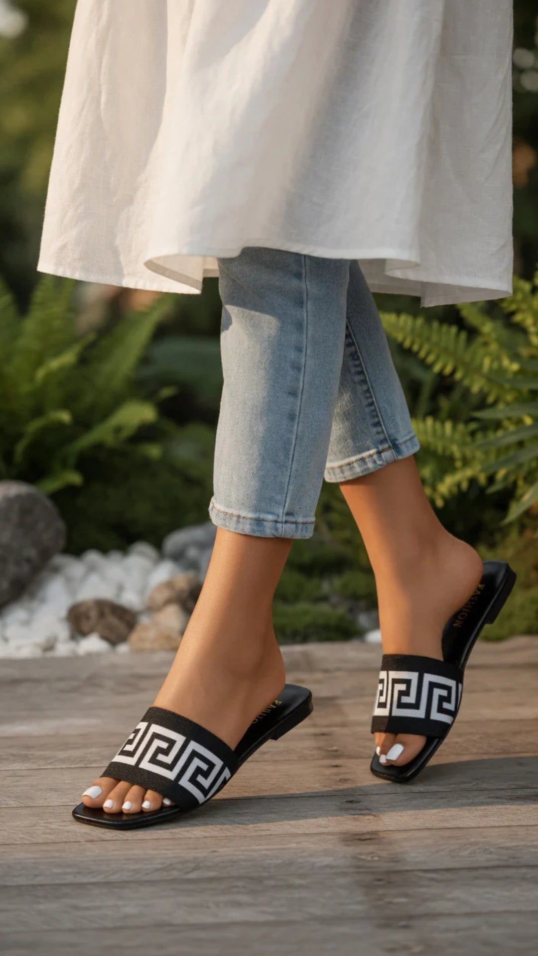 Black &amp; White Sandals