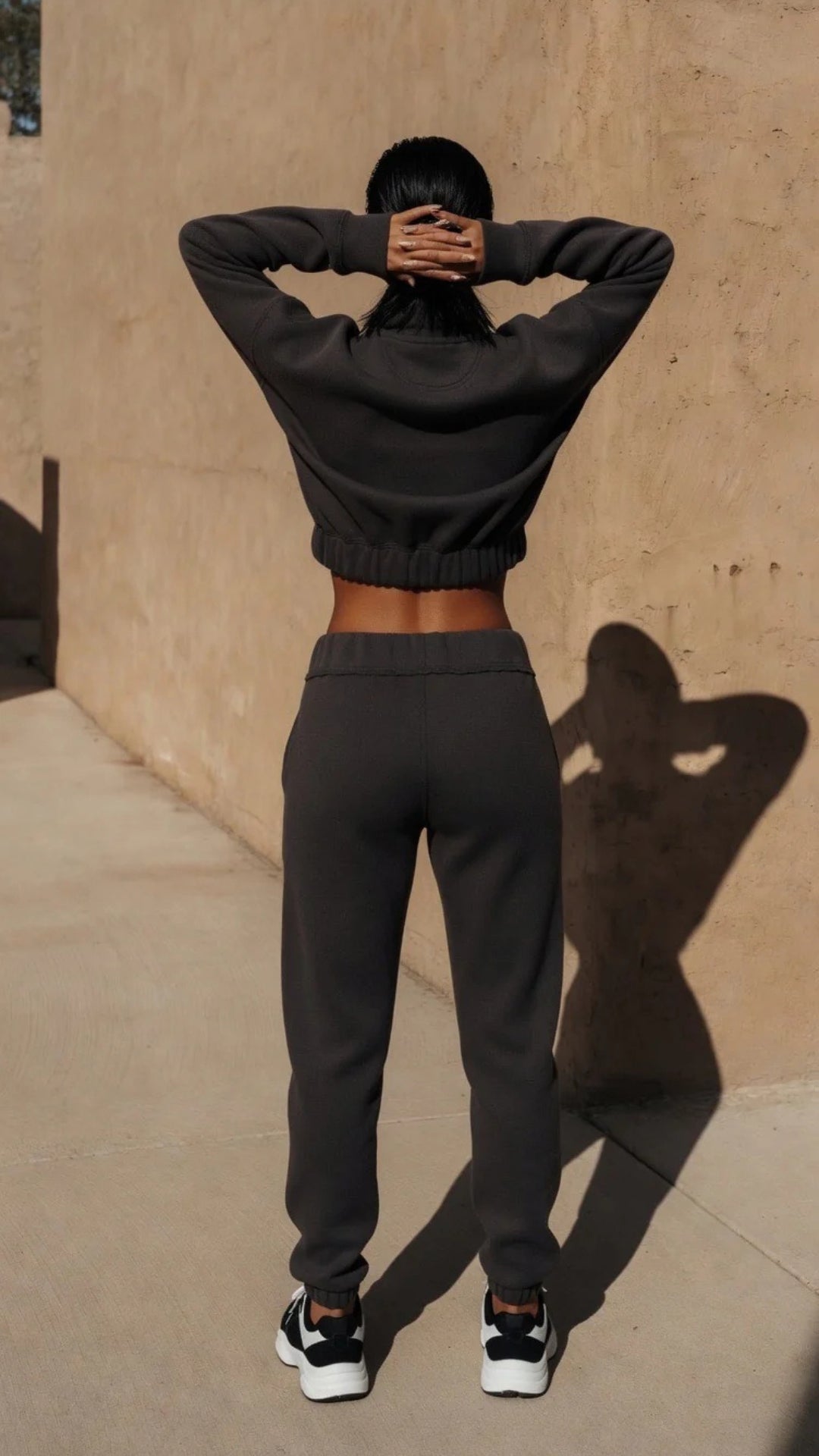 Half Zip Cropped Sweatshirt &amp; Oversized Jogger Set