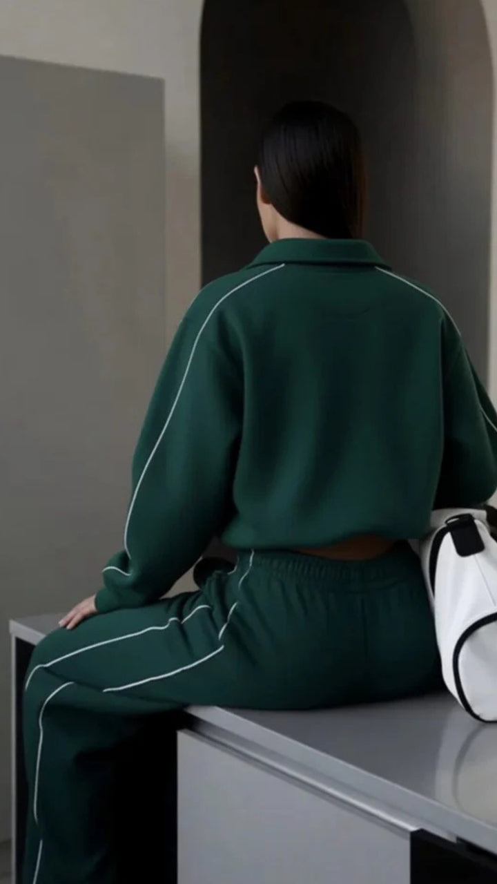 Zip-Up Jacket &amp; Wide-Leg Trouser Set