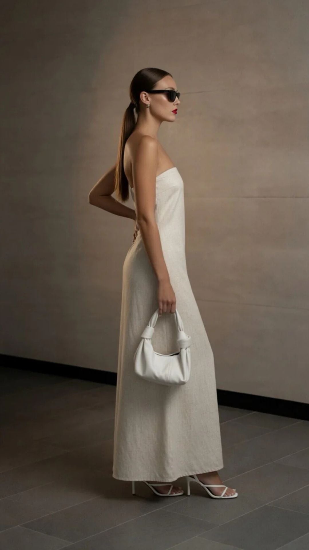 Strapless Linen Maxi Dress