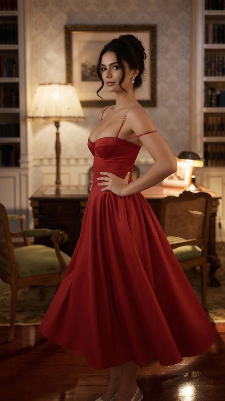 Corset Spaghetti Strap Midi Dress