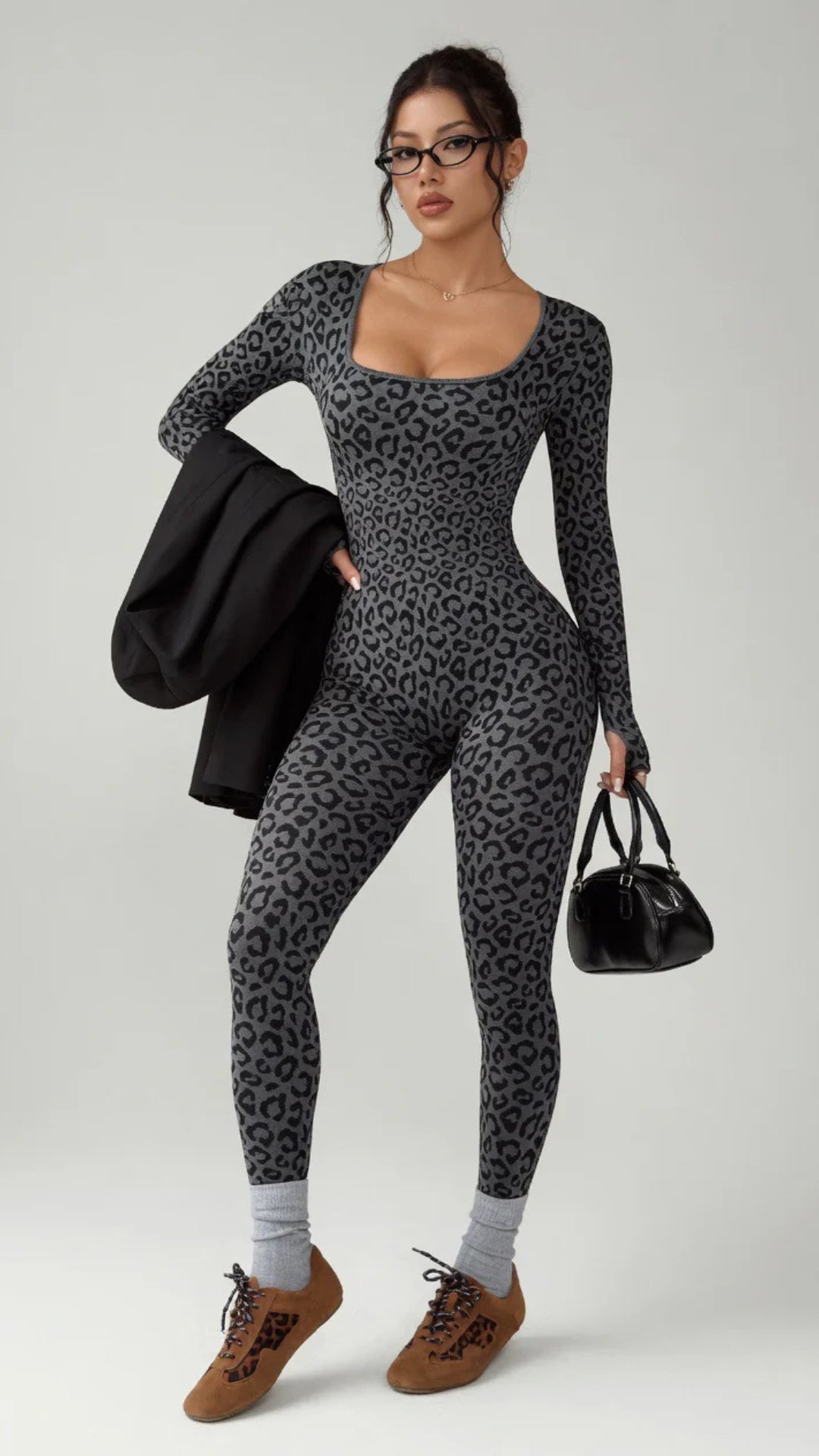 Basic Leopard Print Jumpsuit