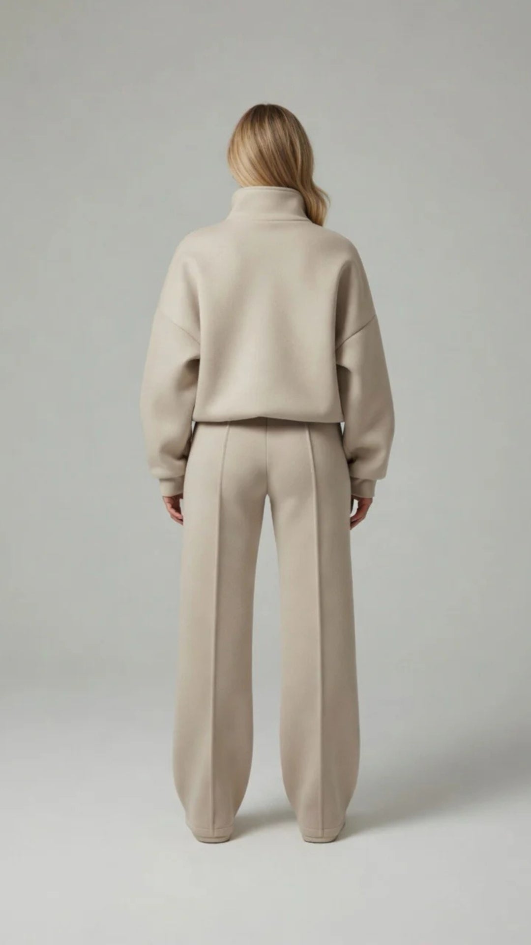 Zip-Up Sweatshirt &amp; Wide-Leg Trouser Set