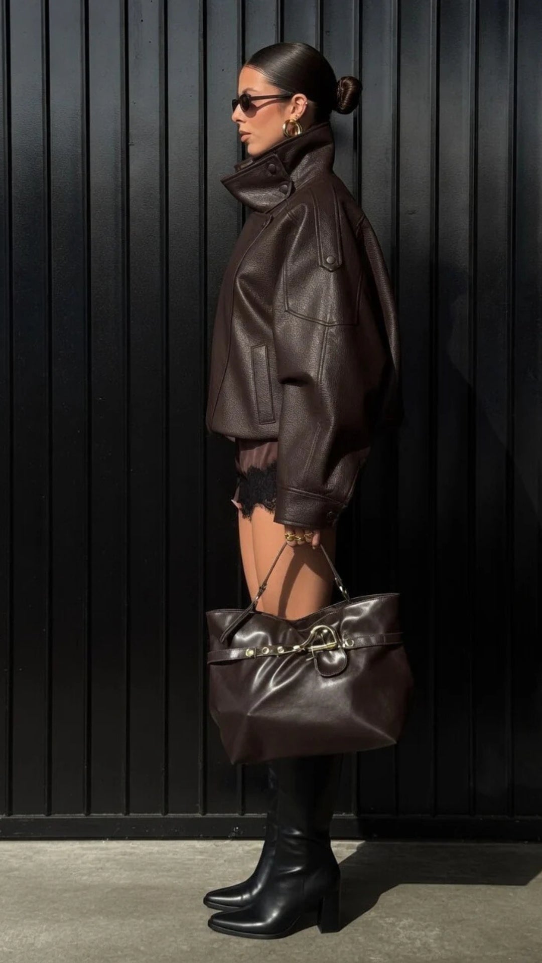 Faux Leather Oversized Jacket