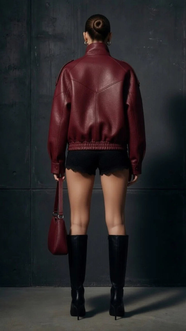 Faux Leather Oversized Jacket