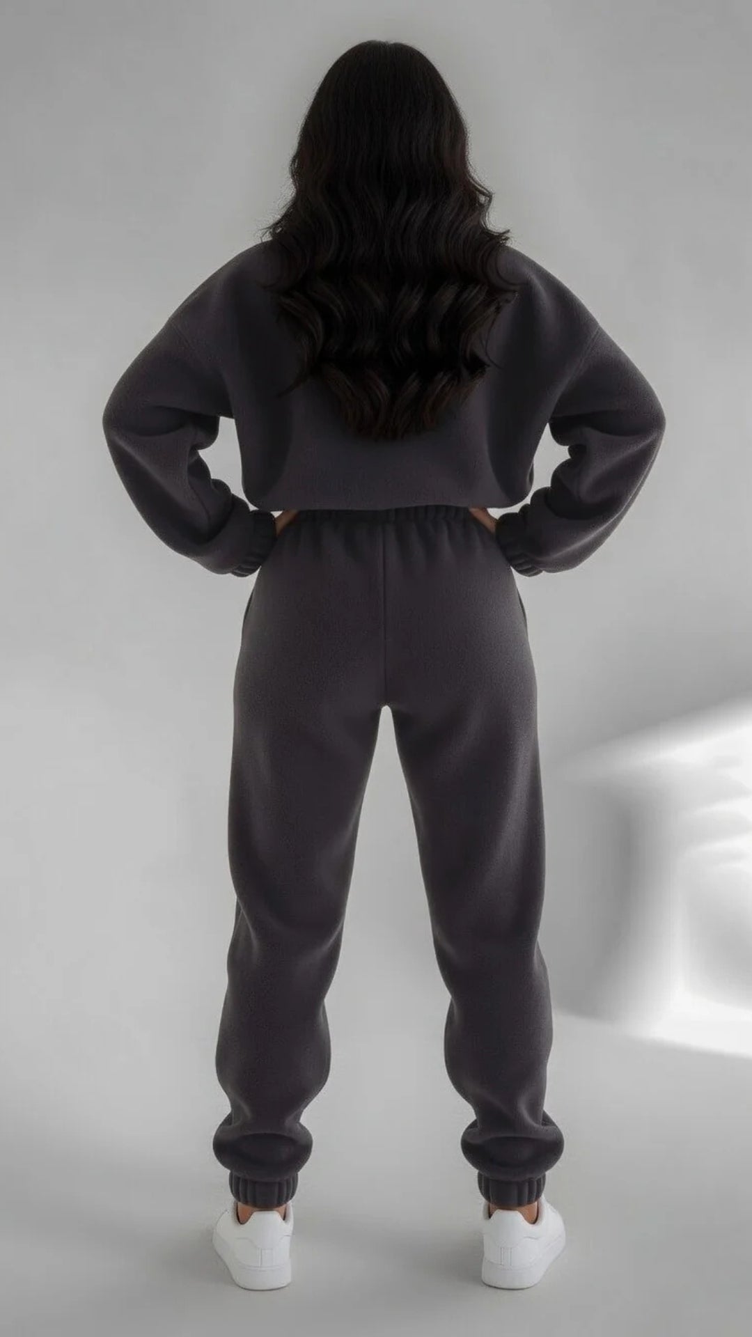 Half-Zip Detail Oversized Fleece Top &amp; Jogger Set