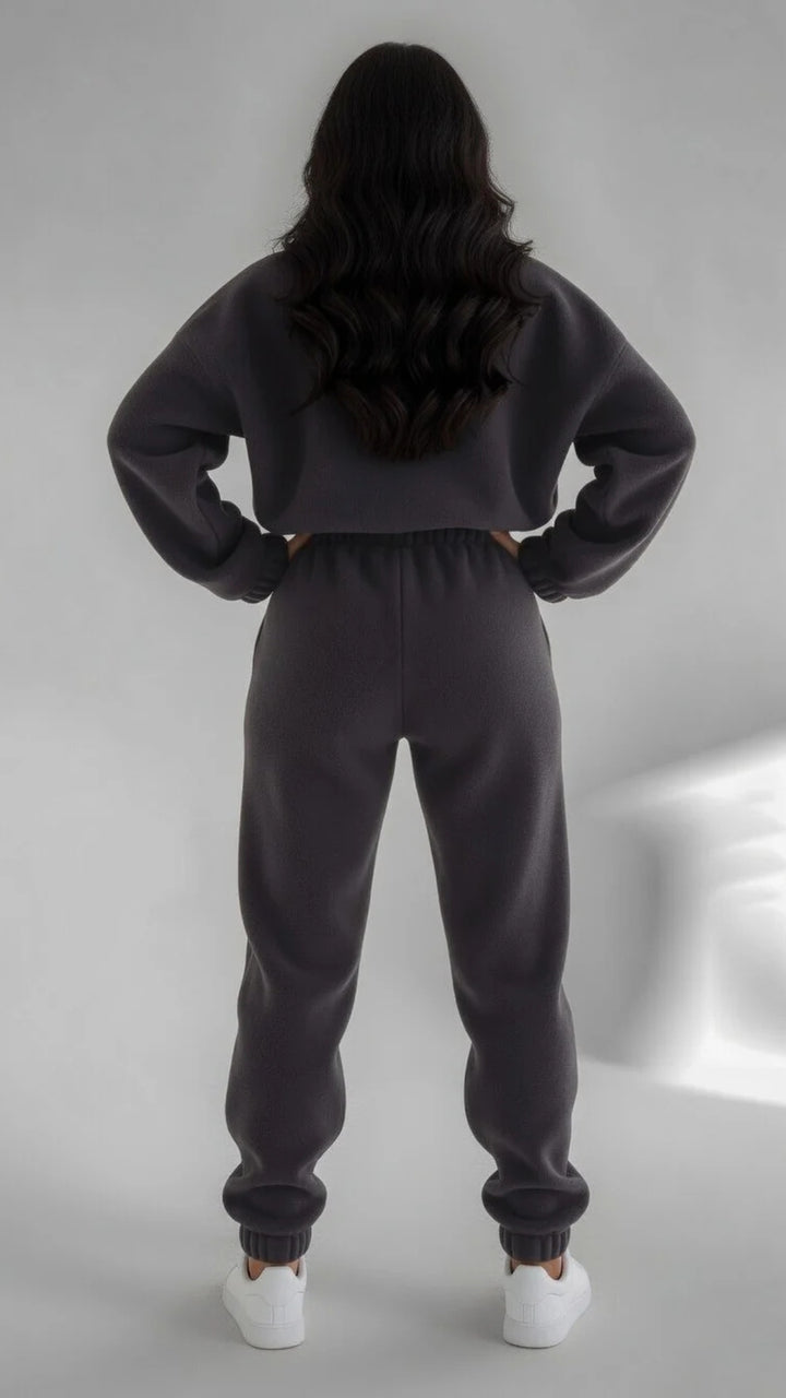 Half-Zip Detail Oversized Fleece Top &amp; Jogger Set