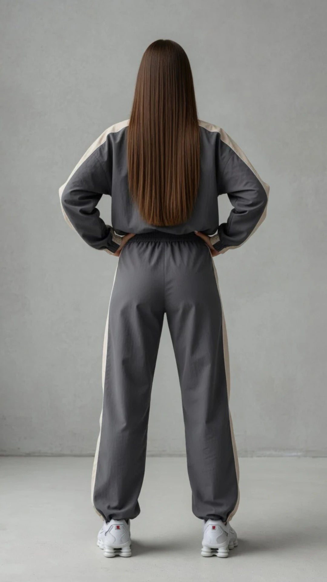 Two-Tone Colour Zip-Up Jacket &amp; Wide Leg Parachute Trouser Set