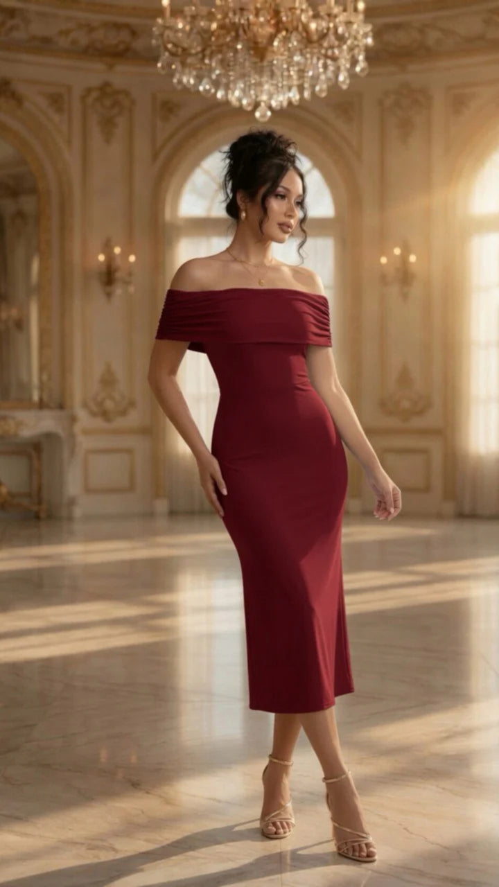 Off The Shoulder Midi Dress