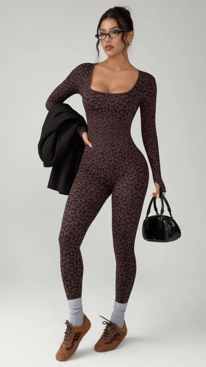 Basic Leopard Print Jumpsuit