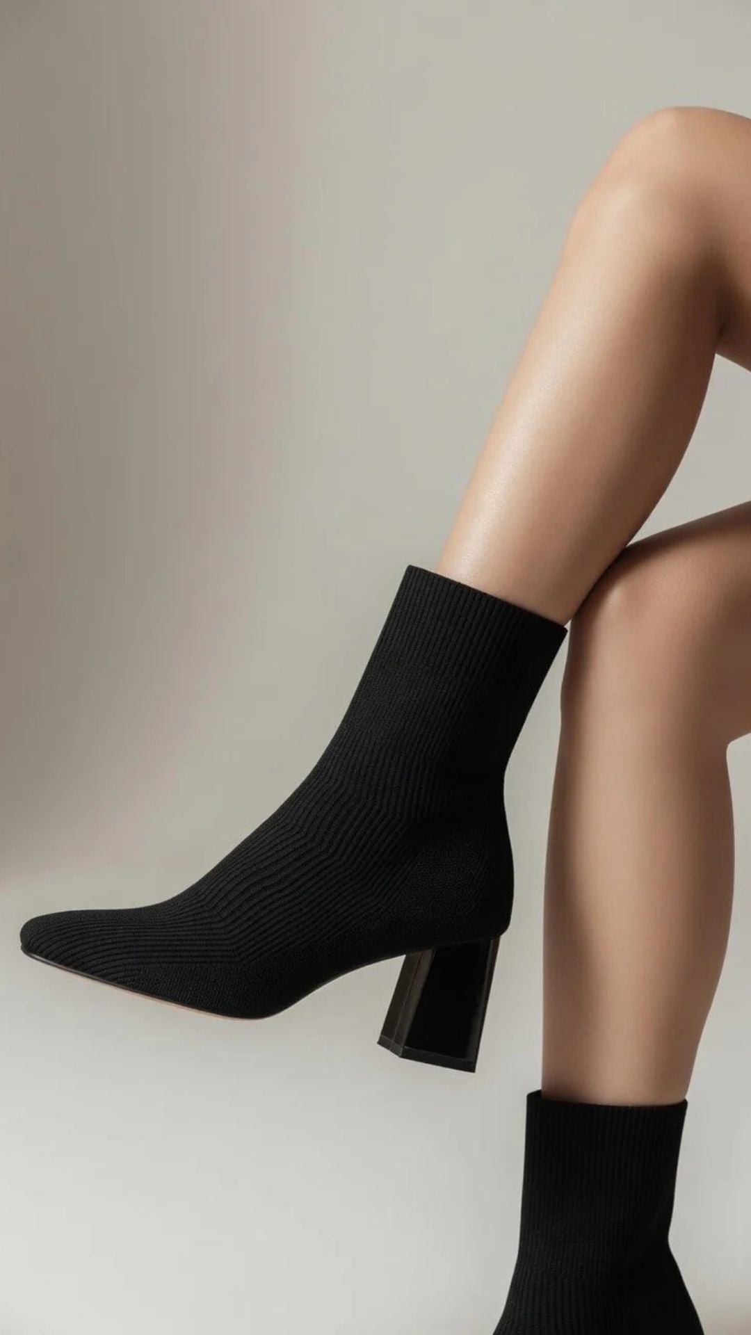 Ribbed-Knit Sock Boots
