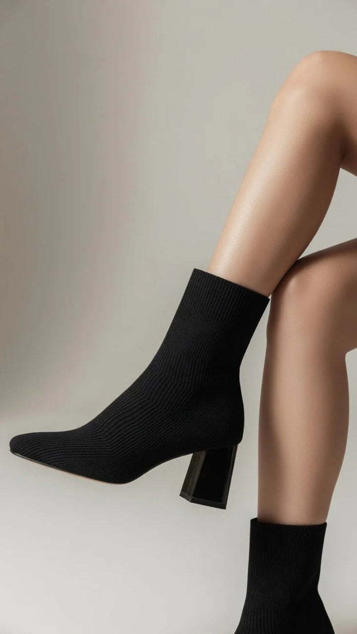 Ribbed-Knit Sock Boots