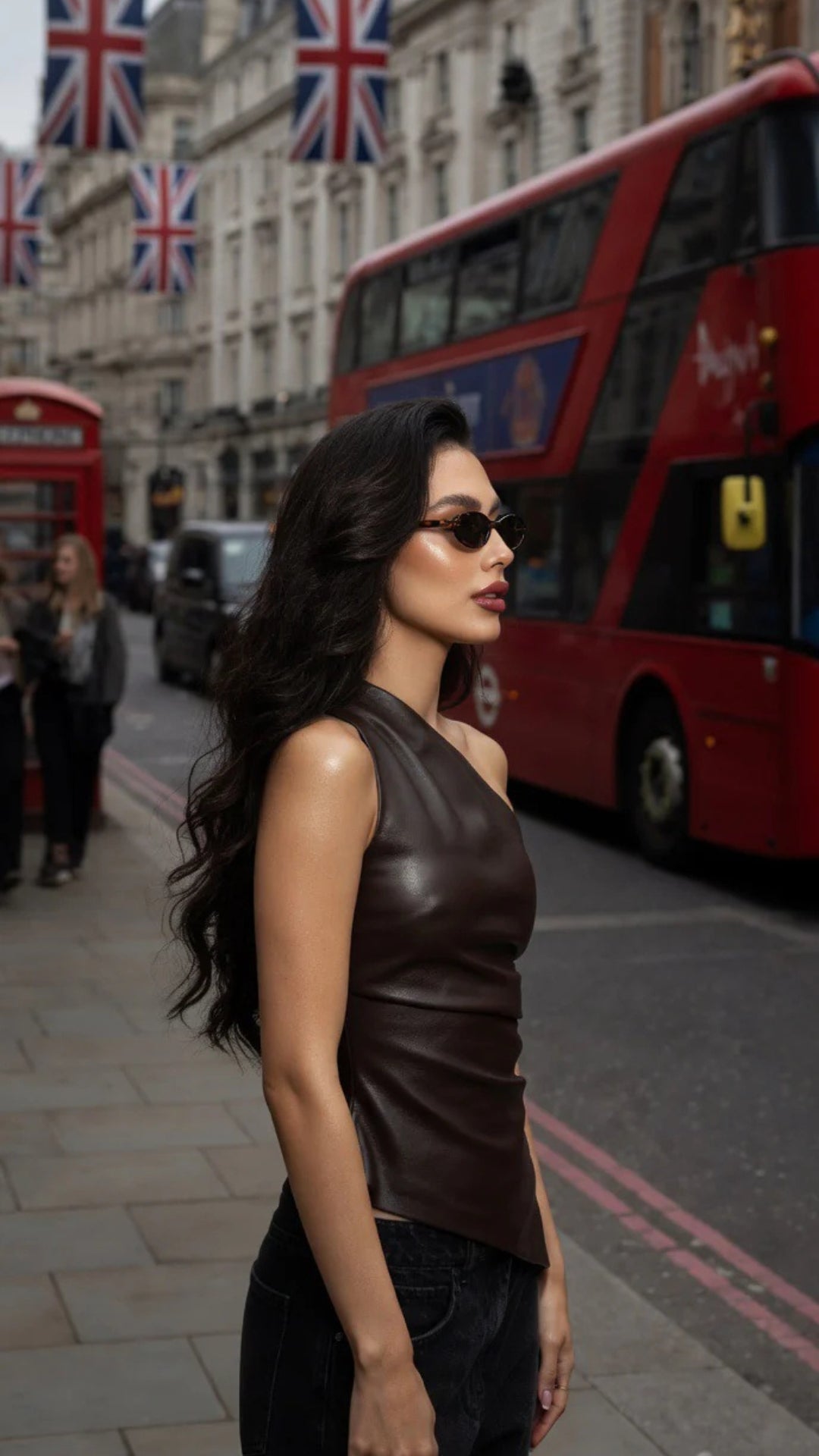 One-Shoulder Faux Leather Top