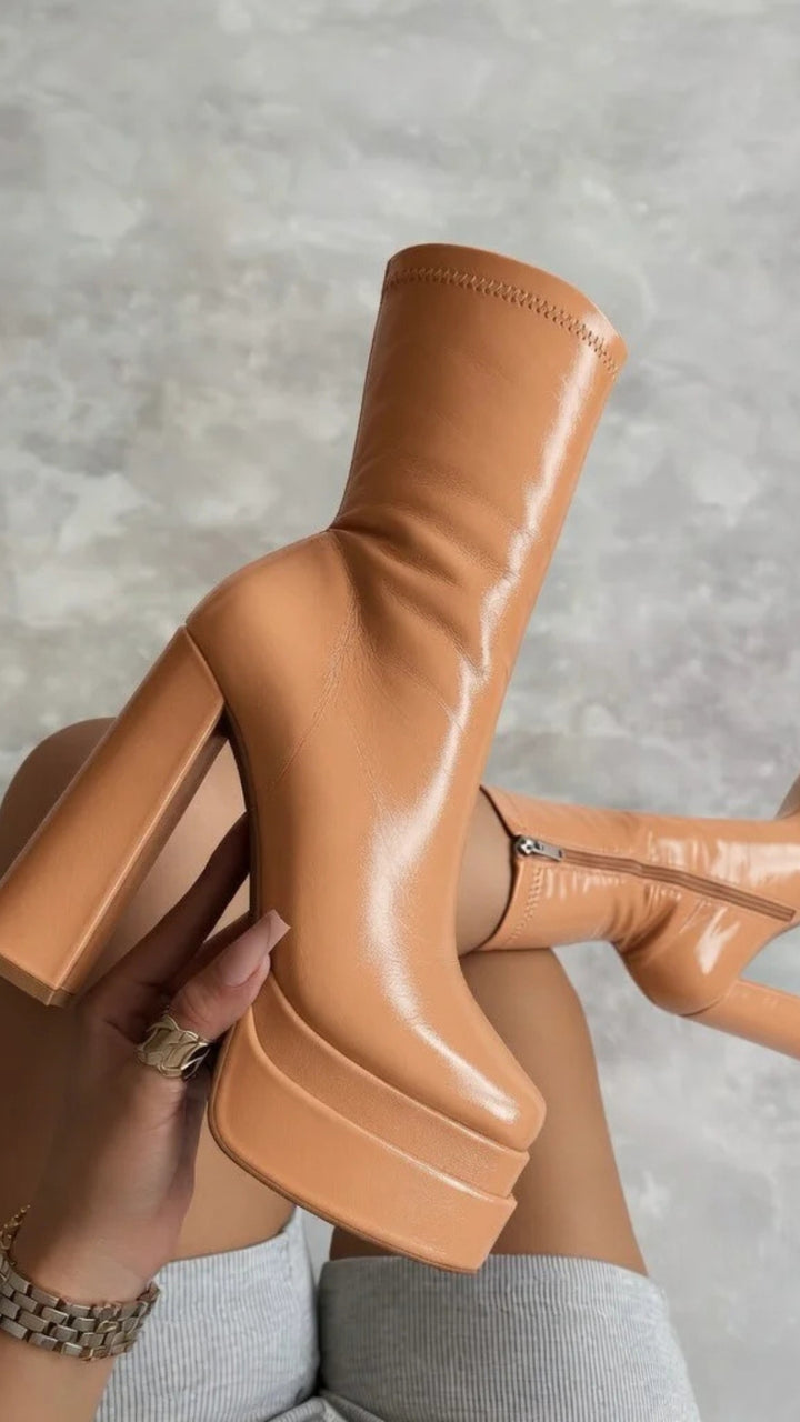 PU Leather Mid-Calf Boots
