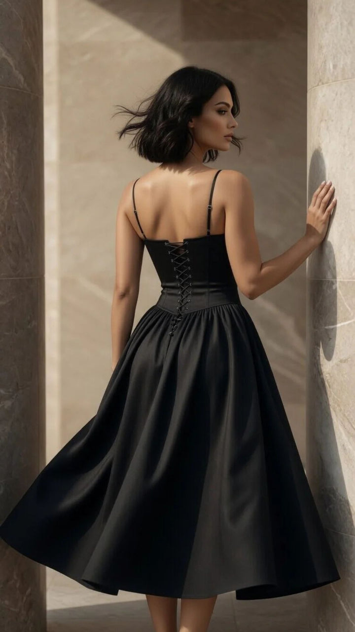 Corset Spaghetti Strap Midi Dress